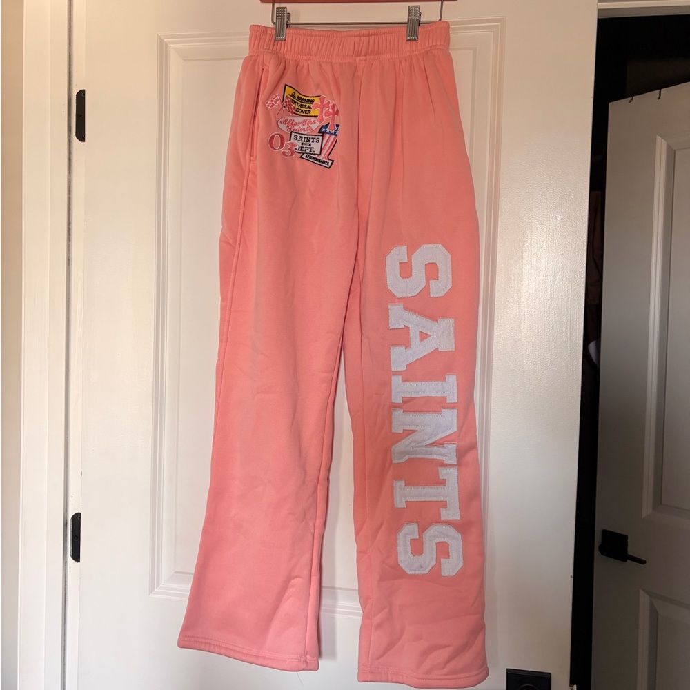 Pink 'SAINTS' Graphic Sweatpants
